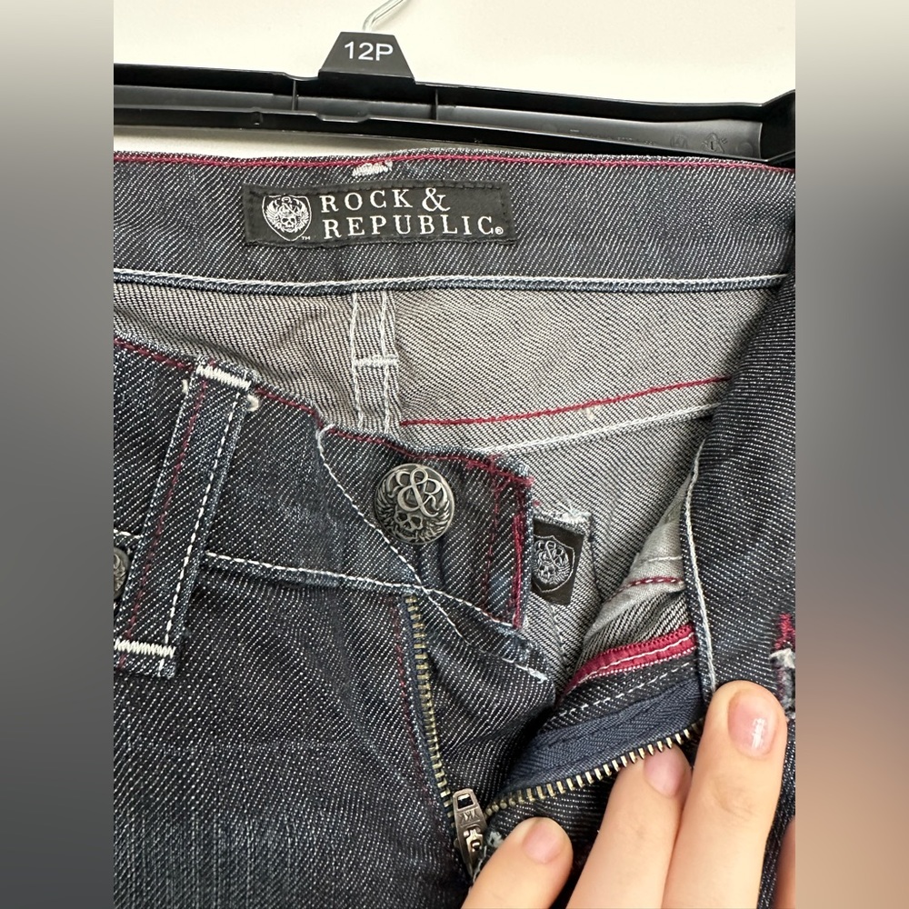 Womens Rock and Republic black denim jeans velvet pocket - Picture 3 of 6